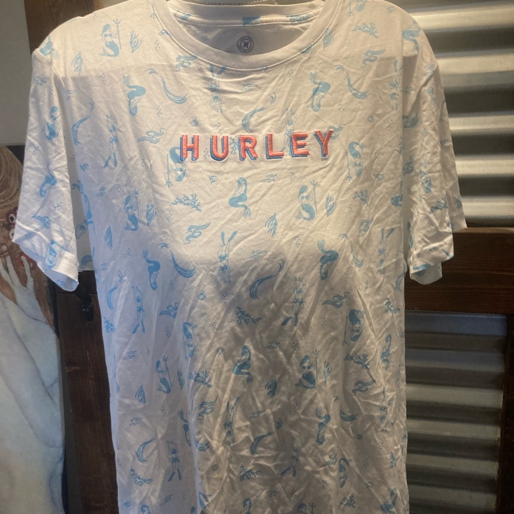 White and Blue Graphic T-Shirt like nee mermaid designs